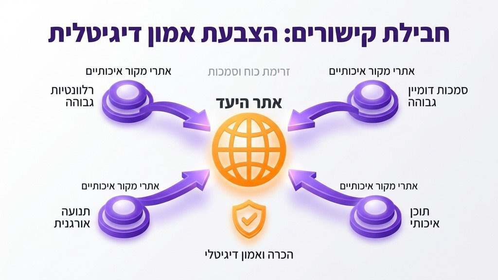 אילוסטרציה של רשת אתרים המקשרים זה לזה כחלק מבניית סמכות דיגיטלית